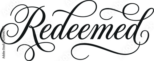 Fotografía Redeemed decorative calligraphy script word with redeemed calligraphy graphics