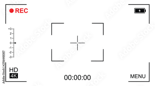 Фотография Camera viewfinder screen with recording indicator, battery status, focus frame,