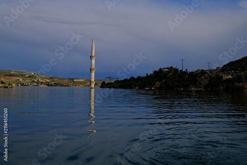 submerged minaret, city left underwater, Nizip Erenköy

