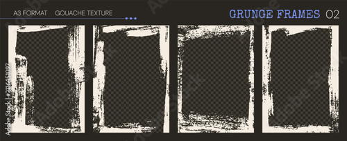 Vertical gouache frames. Abstract borders with raw brush textures and grunge edges for posters, photos, and wedding invites. Set of artistic white templates. Isolated elements with vintage effect.