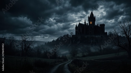 Gothic mansion on hill