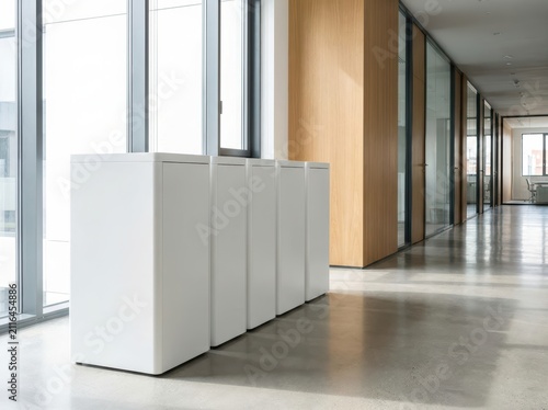 White recycling bins office corr