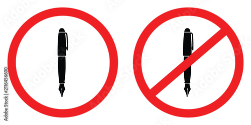Bild auf Leinwand Forbidden fountain pen symbol with red circle and slash on white background repr