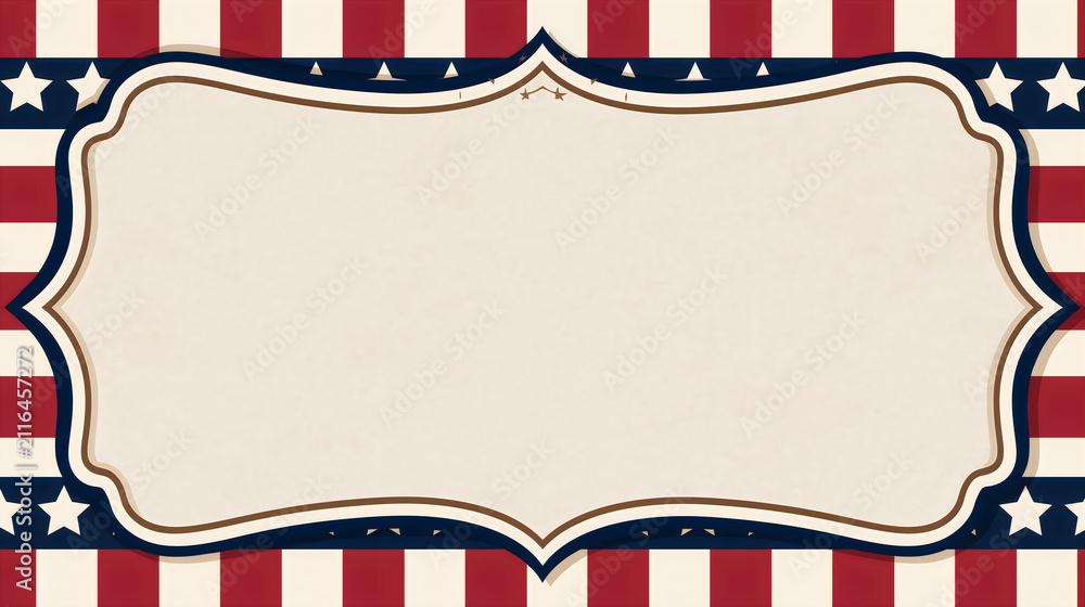 Obraz premium Patriotic american flag background with a vintage ornate frame for text or design