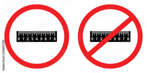 Foto Ruler prohibition symbols on white background showing measurement and forbidden