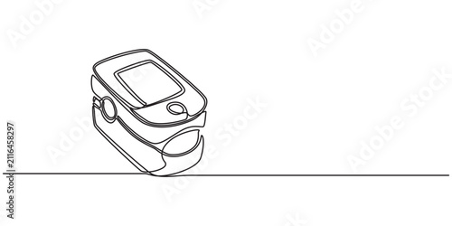 Картината върху платно Pulse Oximeter continuous one line drawing minimalism design, Continuous one line art drawing pulse oximeter on finger