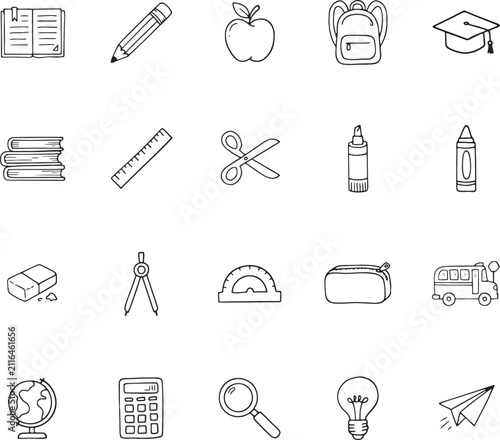 Set of school and study vector icons