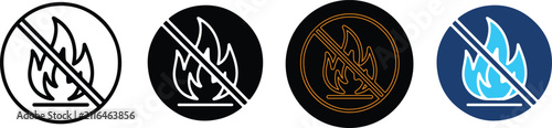 Four Variations Of No Fire Safety Icons