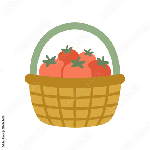 Fresh Tomatoes in Woven Basket - Healthy Food Illustration
