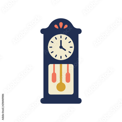 Vintage Grandfather Clock Icon, Antique Timepiece Illustration, Retro Watch Design