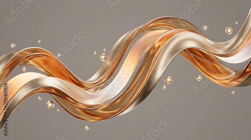 Liquid Gold Data Wave (Premium Business Technology Graphic Resource, Transparent PNG)