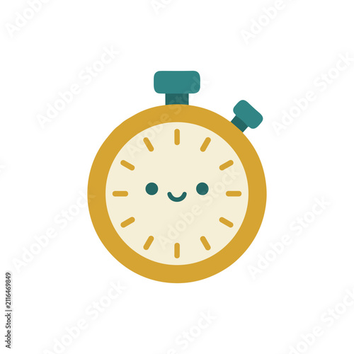 Cute Stopwatch Character with Happy Face