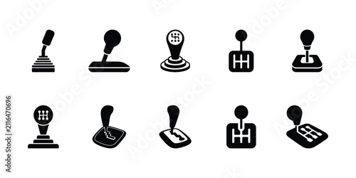 Manual Gear Shift Lever Icons Vector Set