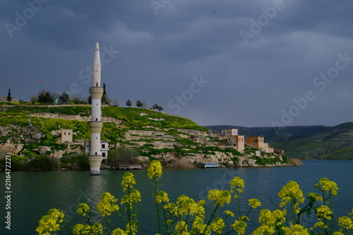 submerged minaret, city left underwater, Nizip Erenköy
