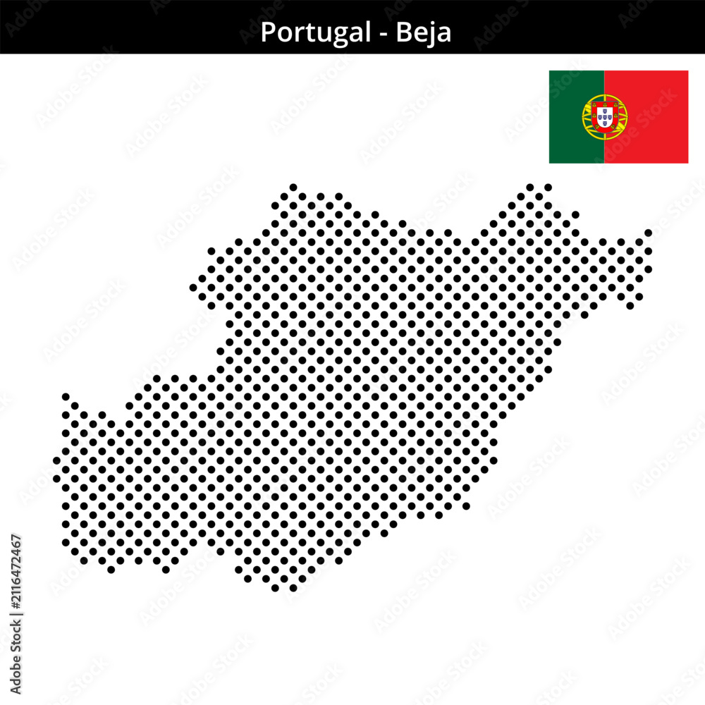 Obraz premium Map of Portugal region Beja in medium sized cross shaped dots