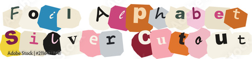 Cuadro en lienzo Colorful handmade cutout ransom note style alphabet letters on a white backgroun