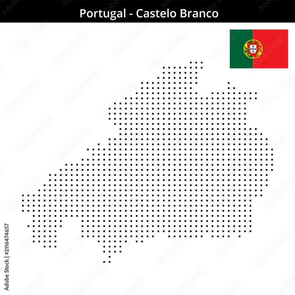 Obraz premium Map of Portugal region Castelo-Branco in small size square dots