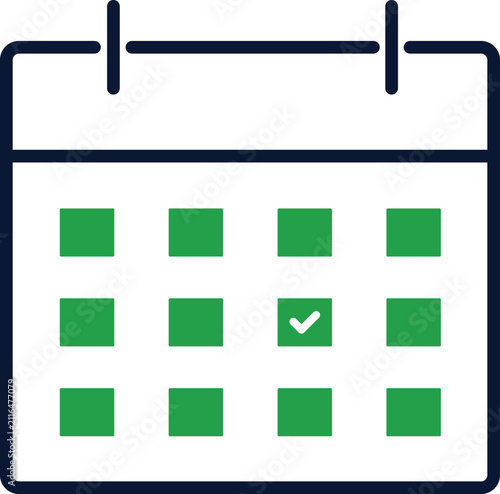 Calendar Checkmark Icon, Appointment Confirmation, Scheduled Event, Task Calendar, Flat Line Vector Illustration