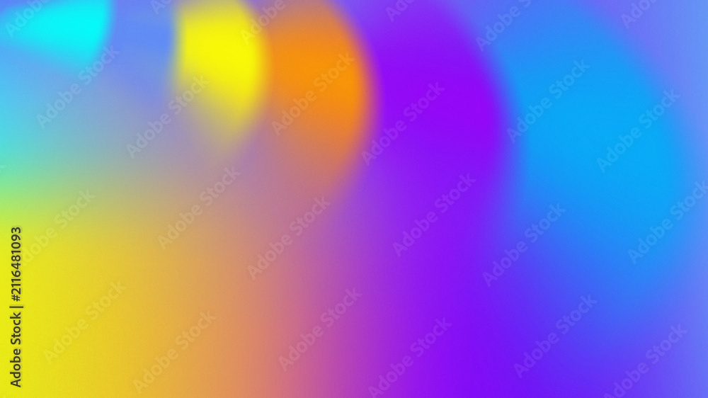 Fototapeta premium Abstract 16:9 grainy gradient background with electric purple blue aura light, yellow glow blur, and fine noise grain texture for presentation cover or web banner backdrop
