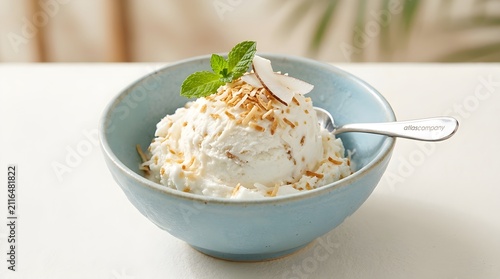 Summer dessert ice cream with coconut isolated atlascompany.

