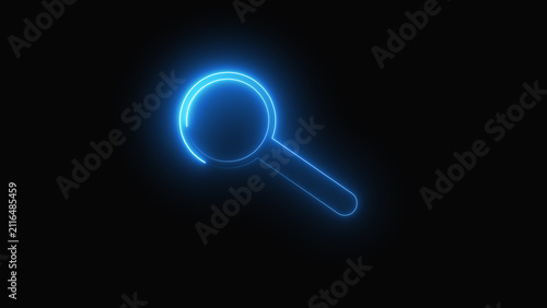 Canvastavla Search interface lines track modern system discovery paths using a blue neon magnifying glass outline