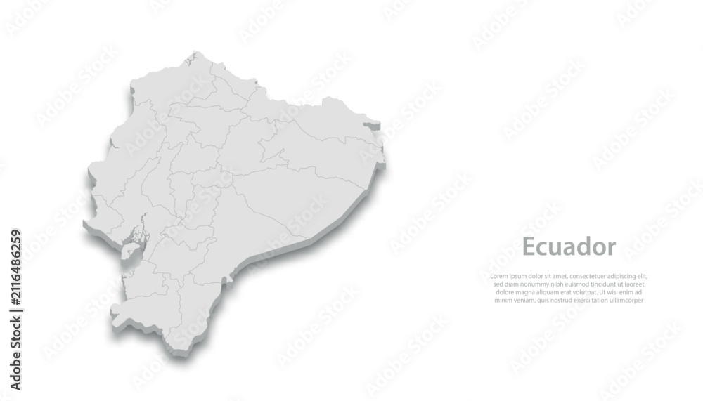 Fototapeta premium Ecuador Map 3D Isometric Design