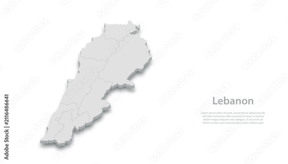 Fototapeta premium 3D Map of Lebanon with Placeholder Text