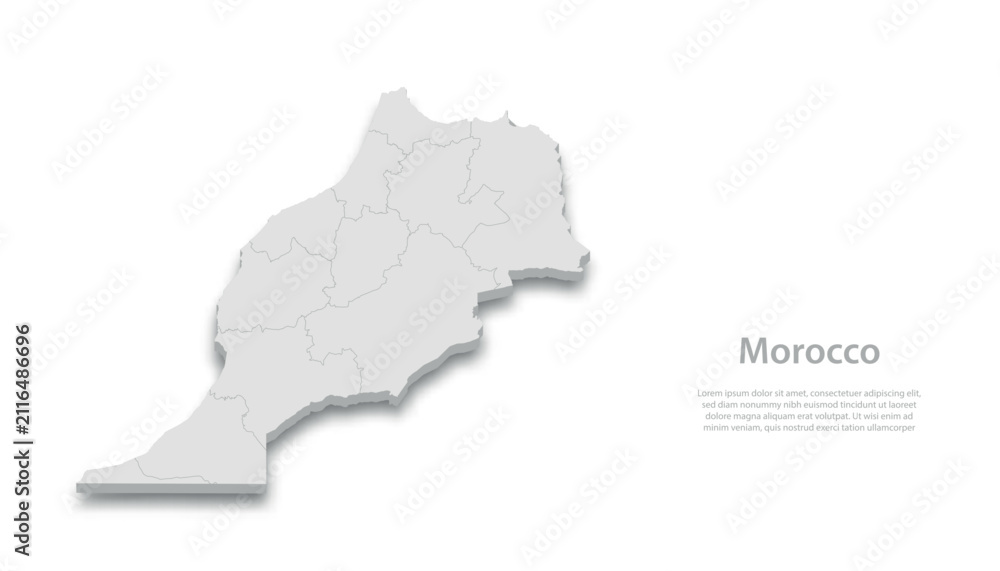 Fototapeta premium Morocco Country Map 3D Illustration with Text Space