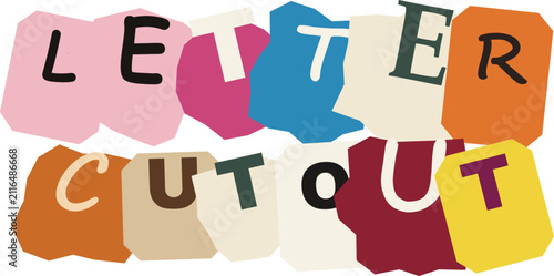 Vibrant Multicolor Paper Cutout Alphabet Ransom Note Typography Vector Illustration
