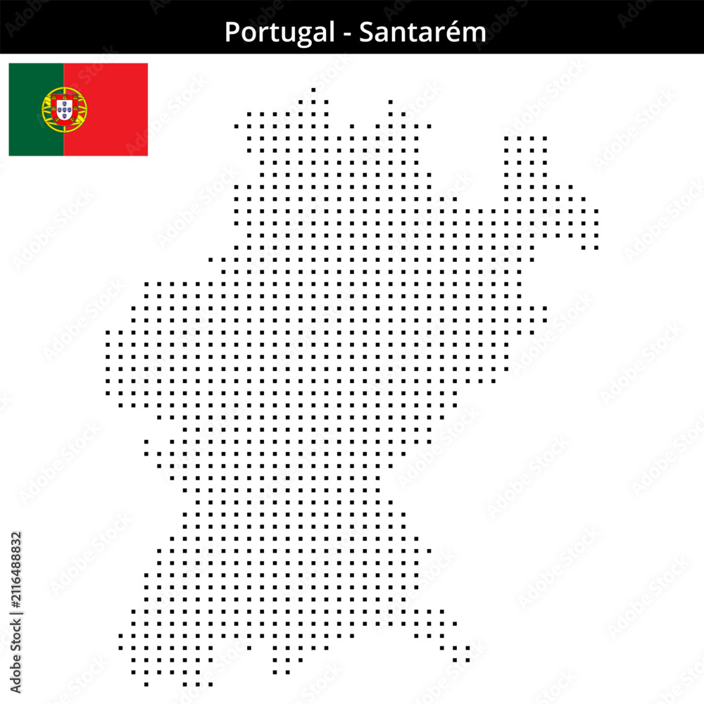 Fototapeta premium Map of Portugal region Santarém in small size square dots