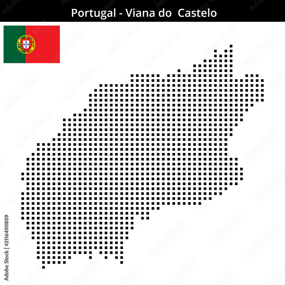 Fototapeta premium Map of Portugal region Viana-do-Castelo in medium size square dots