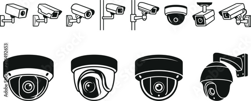 Security camera and CCTV icon set vector illustration isolated on white background for safety and surveillance design 