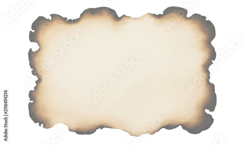 Old vintage blank parchment paper sheet with dark burnt edges and copy space vector illustration
