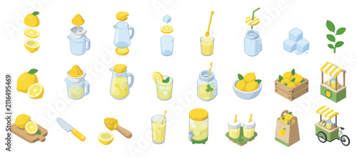 Foto Fresh Lemonade and Citrus Fruits Collection.