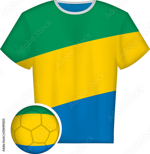 Konstfotografi Gabonese Flag Soccer Jersey and Ball