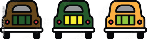Canvastavla Three vintage station wagons vector