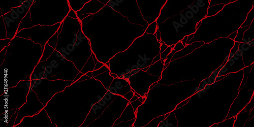 Bild auf Leinwand Abstract red cracks on a black background, evoking a sense of danger or intense energy