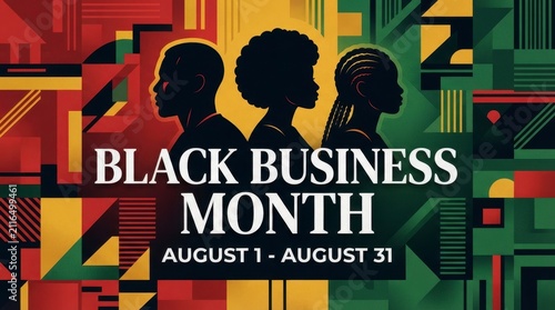 Black silhouettes celebrating black business month