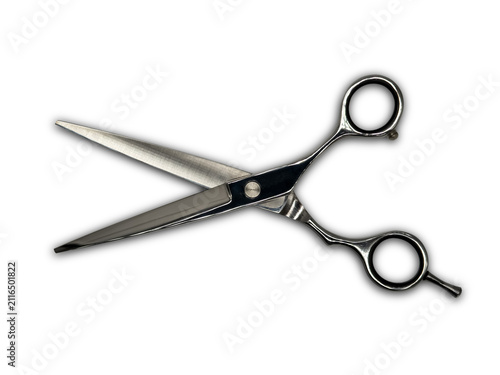 Professional hairdressing scissors isolated on white background