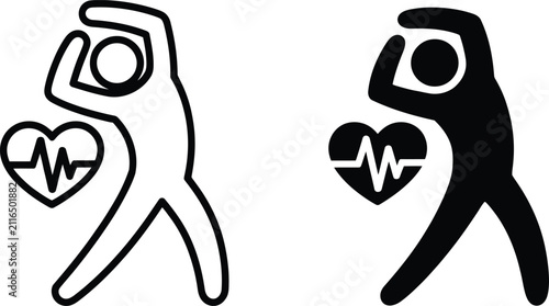Person exercising with healthy heart vector illustration