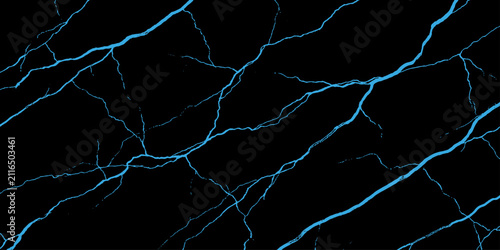 Intense streaks of electric blue lightning crackle across a deep black sky, creating a dramatic and energetic visual representation of raw power.
