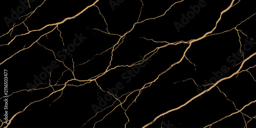 Canvastavla Luxurious black marble with intricate golden veins, showcasing a sophisticated and elegant texture that evokes opulence