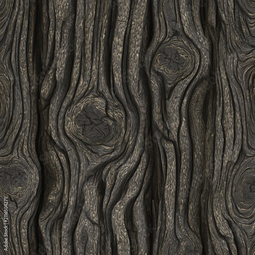 Dark wood grain texture close up with knot detail showing natural patterns and aged surface for design element