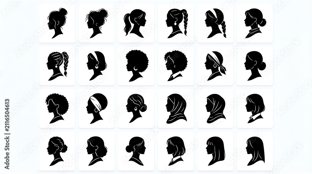 Fototapeta premium Set of black and white animal icons with various expressions