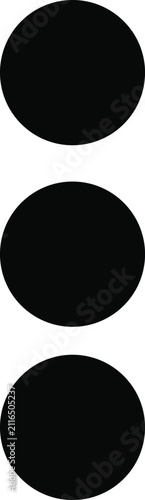 Three identical solid black circles aligned vertically in a minimalist design format ideal for graphic projects and visual compositions