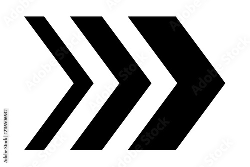 Foto Black Bold Chevron Speed Arrow Graphic for Forward Navigation Pointer isolated o