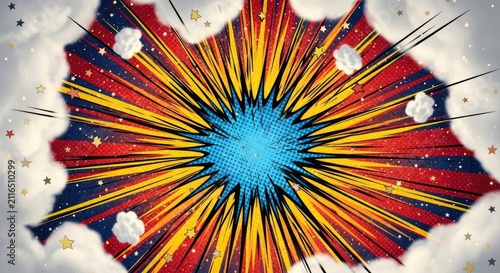 Obraz na płótnie Blue and Orange Explosion Burst with Particles