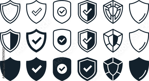 Black and white geometric polygon shapes in rows