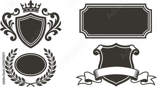 Black and white of crowns and crown shaped boxes crown symbol regal symbol royalty symbol