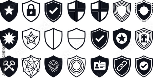 Black and white set of various symbols and signs collection
